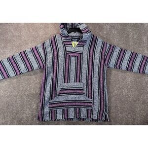 Iguana Jack Baja Drug Rug Mexican Poncho‎ Hoodie Boho Jacket Adult XL Grunge